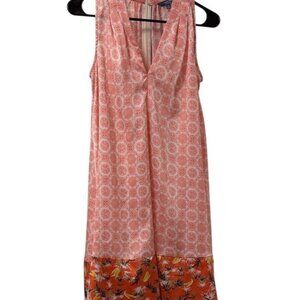 Sleeveless Pink and Orange Patterned Dress